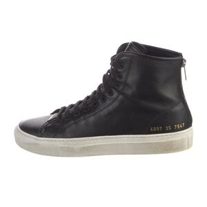 Common Projects Black Leather High-Top Sneaker with White Sole